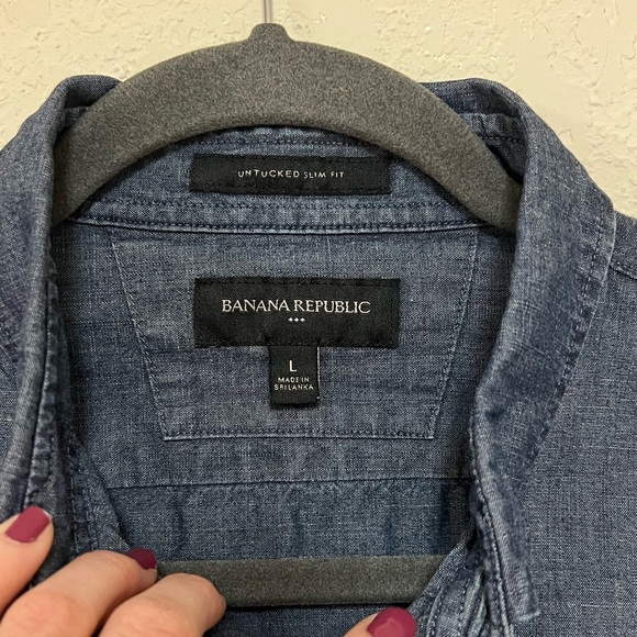 Banana Republic untucked slim fit cotton button down L - Picture 4 of 7